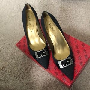 Guess Black Monogram Heels